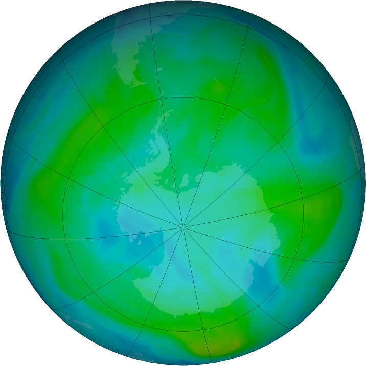 Antarctic ozone map for 27 January 2018